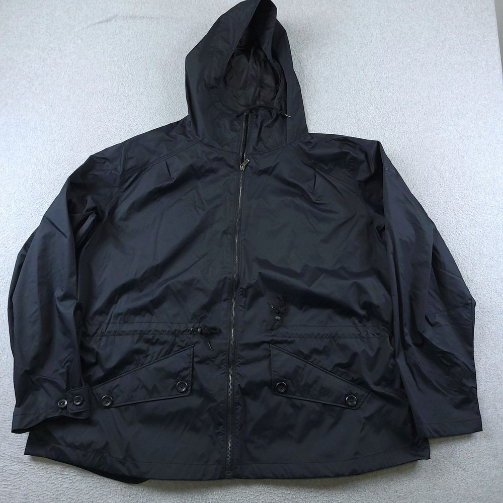 Columbia Jacket Womens 3X Plus Black Regretless Hooded Rain Jacket Pockets Nylon